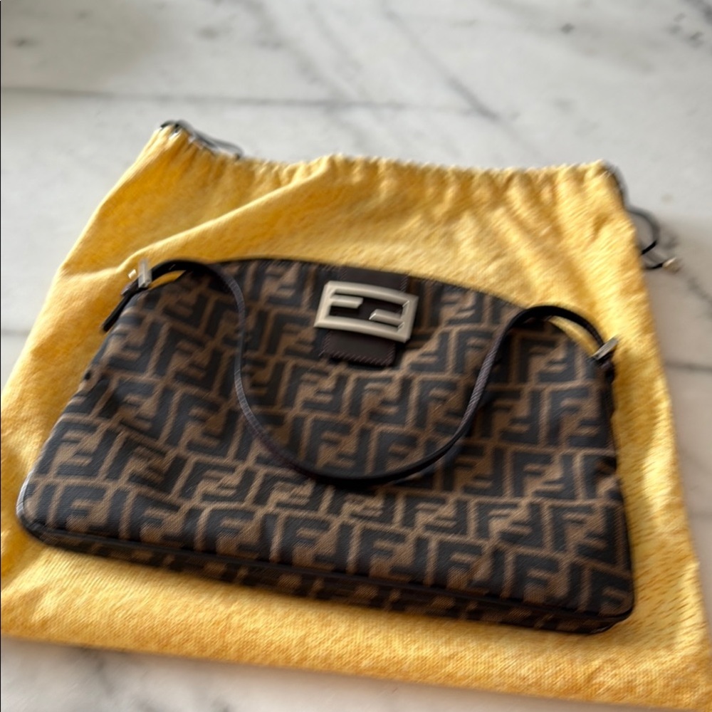 Fendi Brown and Black Shoulder Bag with Iconic FF Monogram
